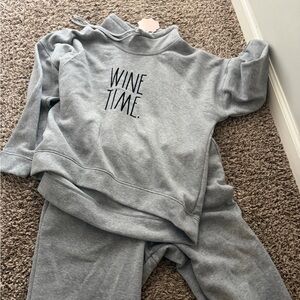 Rae Dunn Gray "WINE TIME." Sweatshirt Set